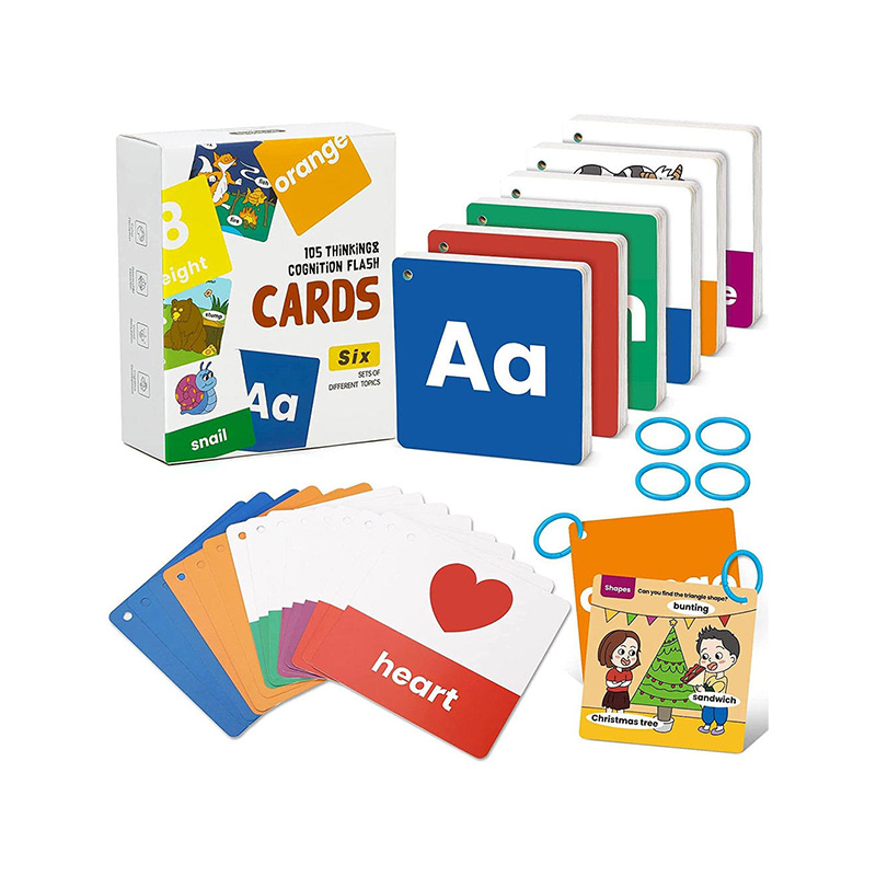 Cartes Flash de mots et de chiffres de l'alphabet avec des exemples visuels pour l'apprentissage des enfants