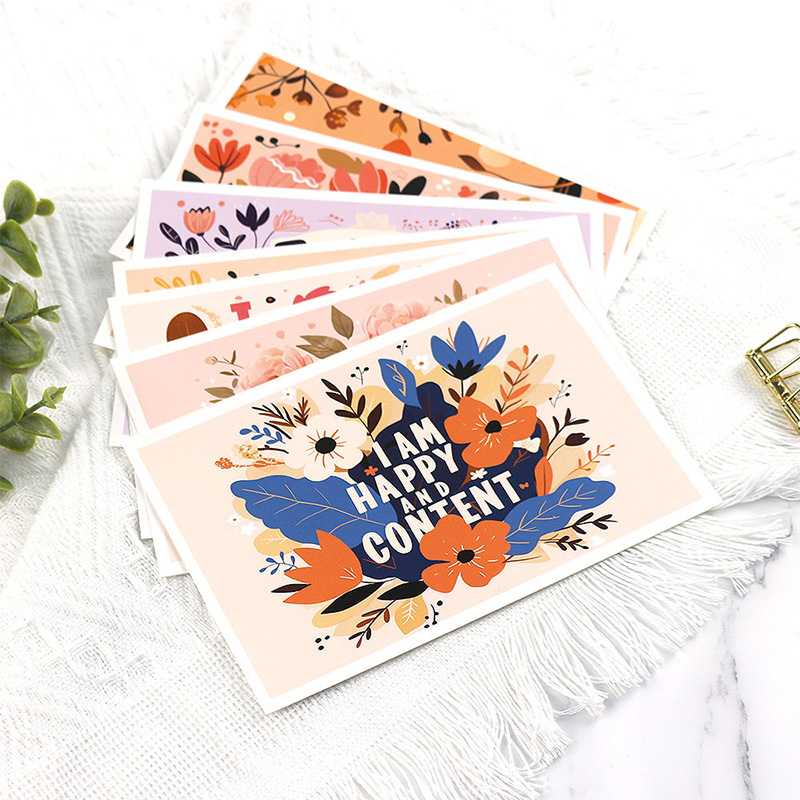 Collection de cartes de voeux de dessins animés floraux