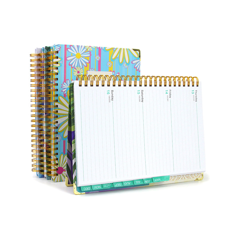 Spiral Notebook with Floral Cover Design and Daily Planner Pages