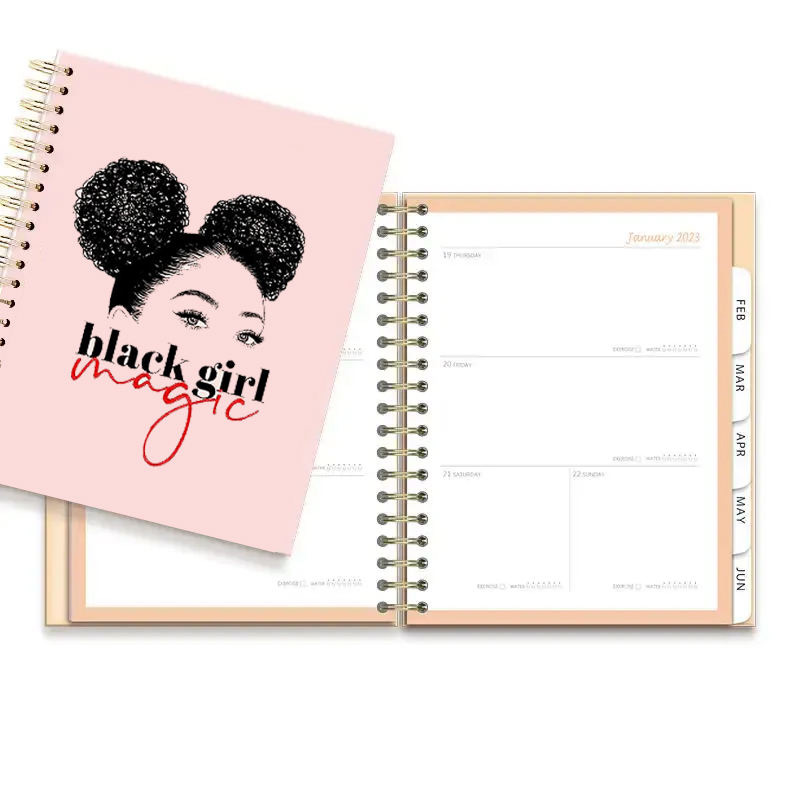 Vertical Weekly Planner Notebook with Spiral Binding and Time Schedule Pages