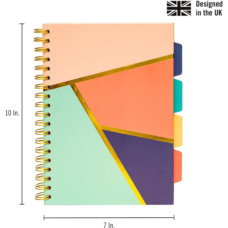 3 Pack Spiral Coil Notebook Set with Color Edge & Index Tabs