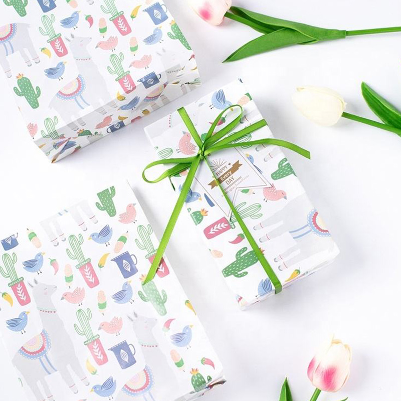 Pastel Pattern Roll Wrapping Paper with Floral and Geometric Designs
