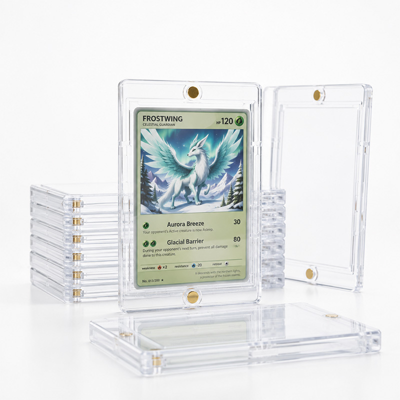 Présentoir magnétique transparent pour cartes à collectionner avec étui de protection