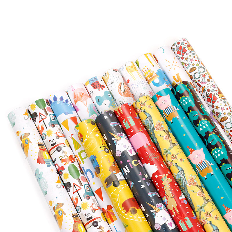 Cartoon Theme Kids Gift Wrapping Paper Set