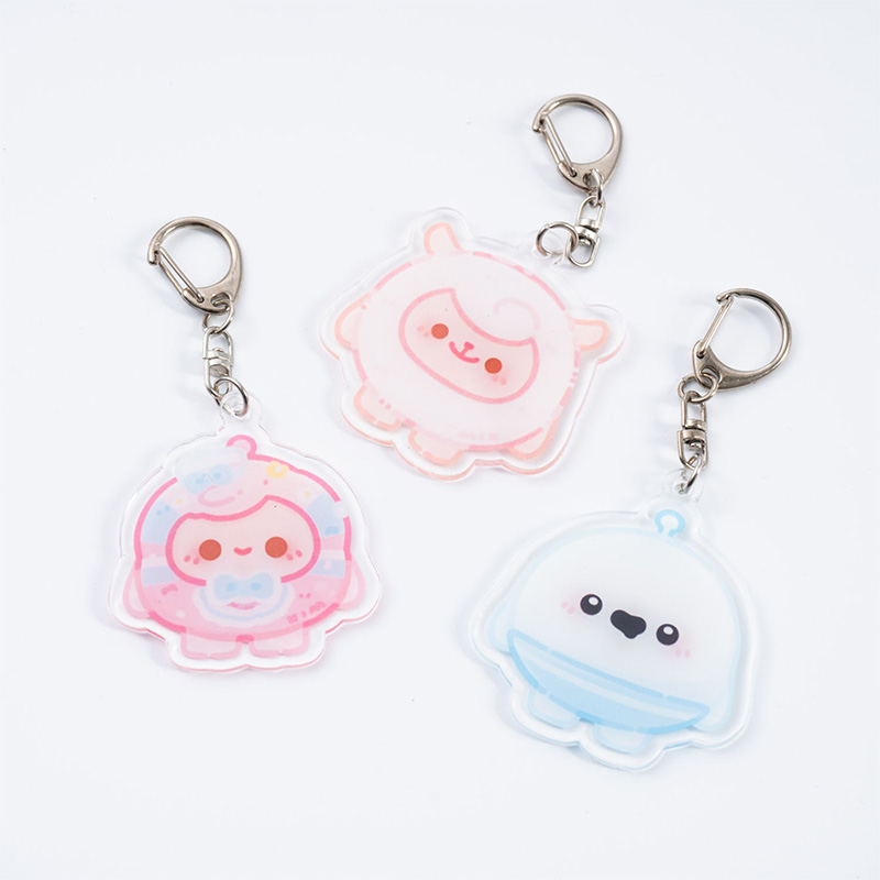 Porte-clés acrylique de dessin animé personnalisé avec des dessins de personnages mignons