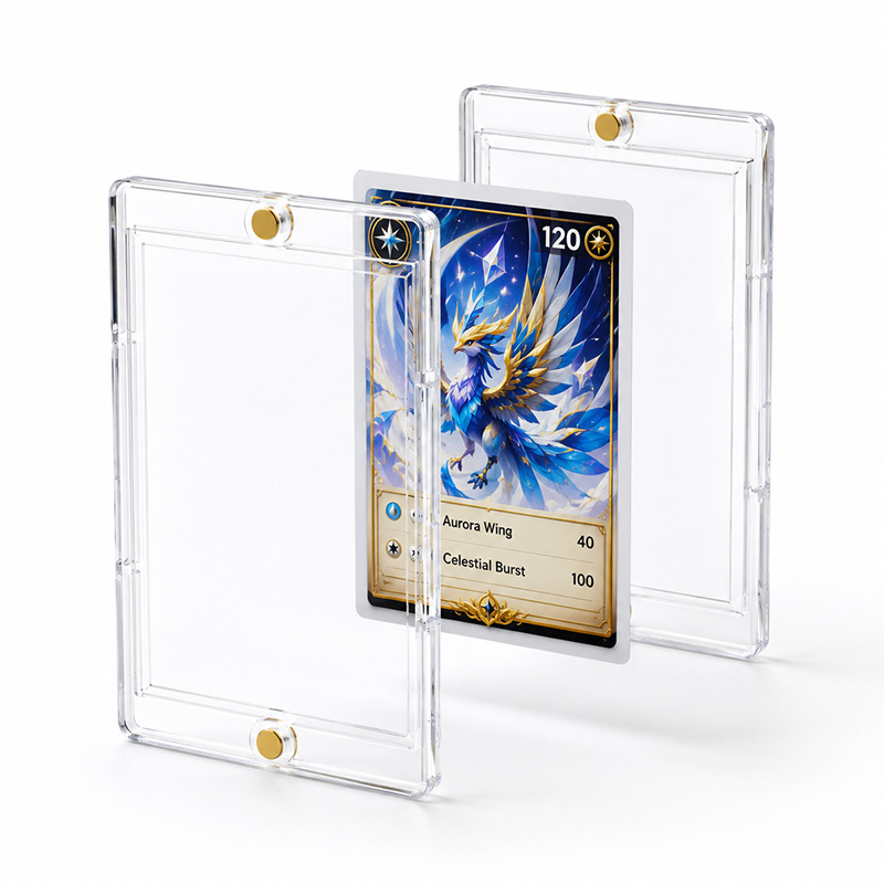Présentoir magnétique transparent pour cartes à collectionner avec étui de protection